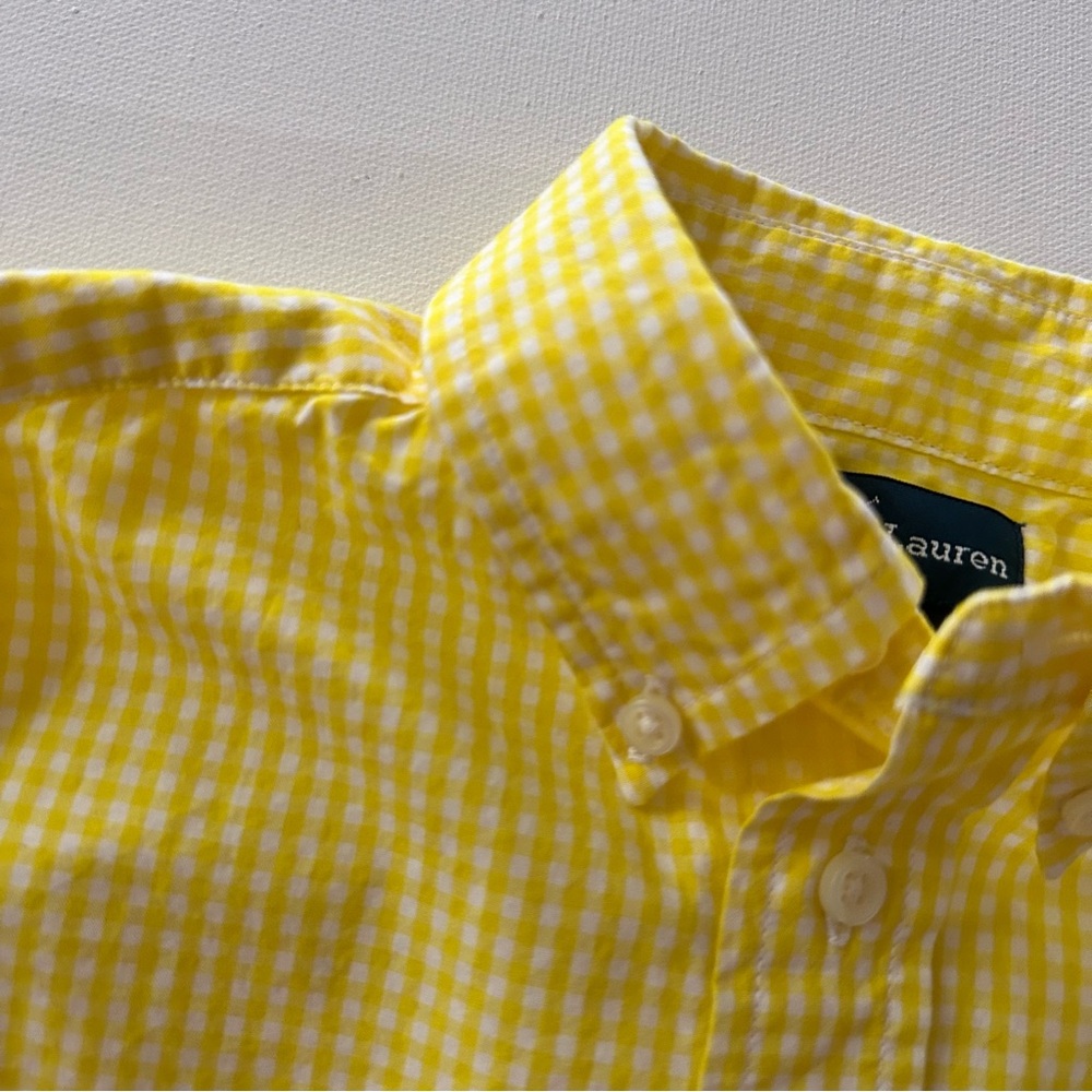 Ralph Lauren Boys 4 Yellow Gingham Button-Down Shirt Easter Spring Preppy - Picture 3 of 5